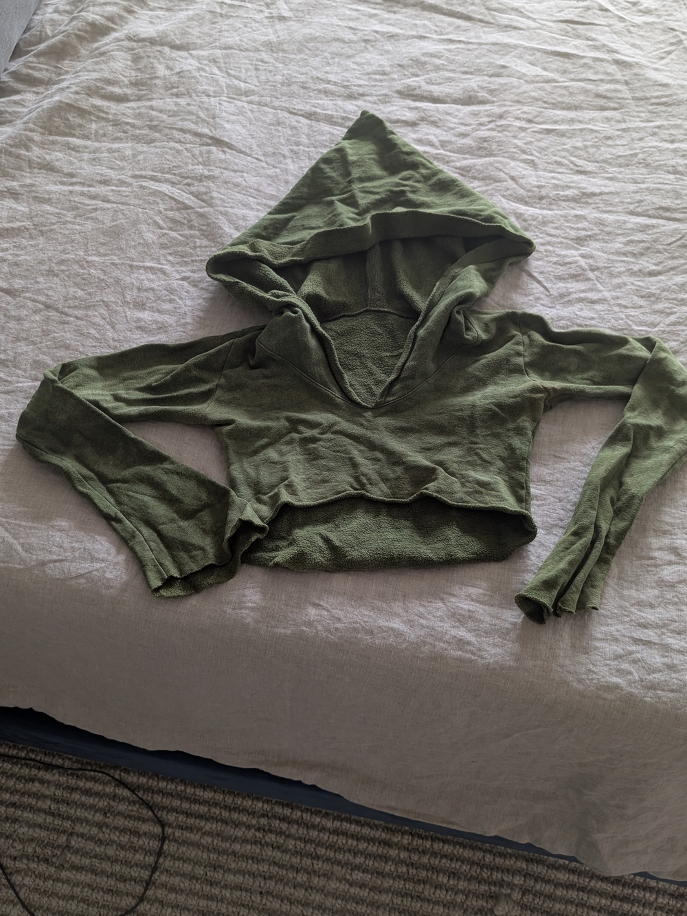 Olive Green Cropped Hoodie